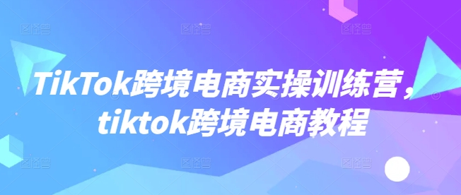 TikTok跨境电商实操训练营，tiktok跨境电商教程-游戏体验馆