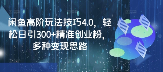 闲鱼高阶玩法技巧4.0，轻松日引300+精准创业粉，多种变现思路-游戏体验馆