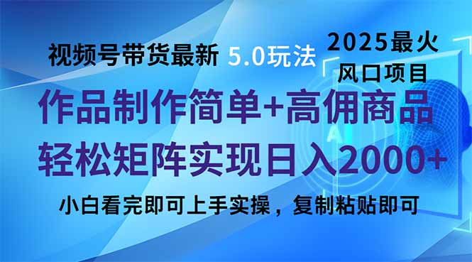 视频号带货最新5.0玩法，作品制作简单，当天起号，复制粘贴，轻松矩阵…-游戏体验馆