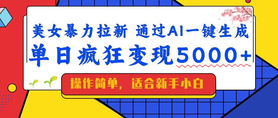 美女暴力拉新，通过AI一键生成，单日疯狂变现5000+，纯小白一学就会！-游戏体验馆