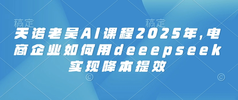 天诺老吴AI课程2025年，电商企业如何用deeepseek实现降本提效-游戏体验馆