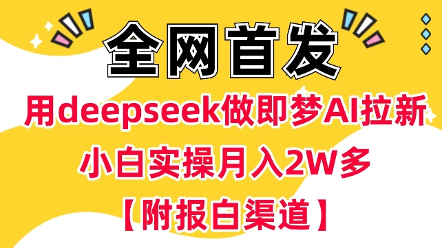 用deepseek做即梦Ai拉新 小白实操月入过W+【附报白渠道】-游戏体验馆