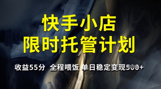 快手小店限时托管计划，收益55分，全程喂饭，单日稳定变现5张【揭秘】-游戏体验馆