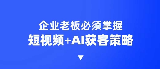 企业短视频AI获客霸屏流量课，6步短视频+AI突围法，3大霸屏抢客策略-游戏体验馆