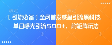 【引流必备】全网首发咸鱼引流黑科技，单日曝光引流500+，附矩阵玩法【揭秘】-游戏体验馆