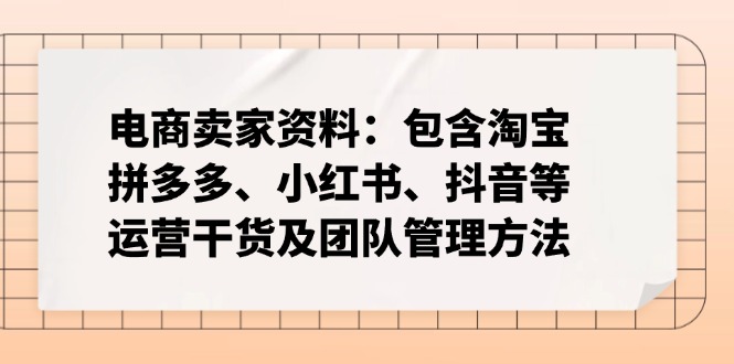 电商卖家资料：包含淘宝、拼多多、小红书、抖音等运营干货及团队管理方法-游戏体验馆