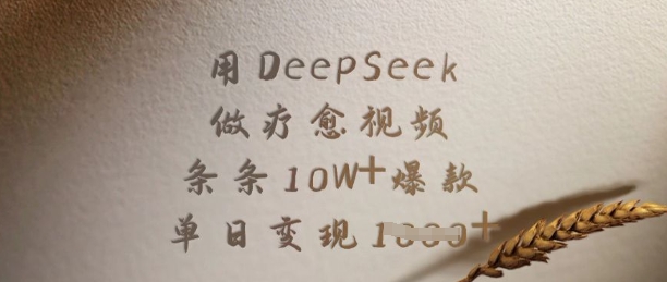 用DeepSeek做疗愈视频，条条10W+爆款，单日变现多张-游戏体验馆