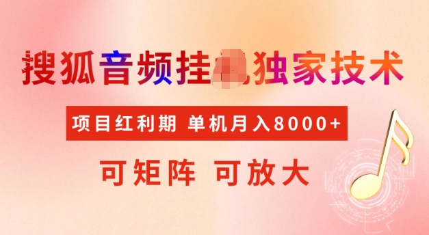 首发搜狐音频挂JI，项目红利期，可矩阵可放大，稳定月入5k【揭秘】-游戏体验馆
