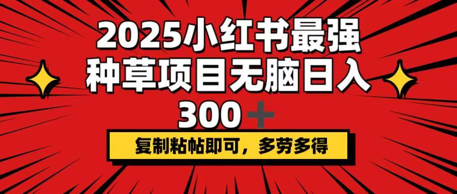 2025小红书最强种草项目，无脑日入300+，复制粘帖即可，多劳多得-游戏体验馆