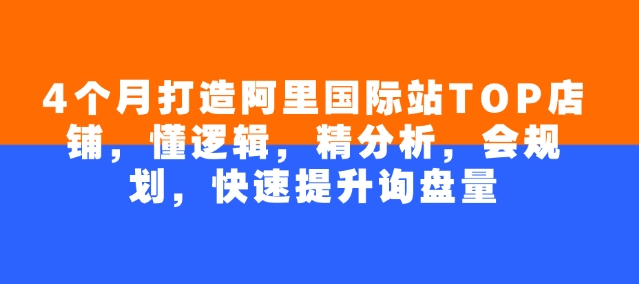 4个月打造阿里国际站TOP店铺，懂逻辑，精分析，会规划，快速提升询盘量-游戏体验馆