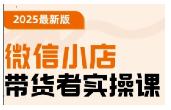 2025最新版微信小店带货者实操课，基础操作到高级运营技巧，快速上手-游戏体验馆