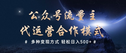 公众号流量主代运营  多种变现方式 轻松日入5张【揭秘】-游戏体验馆