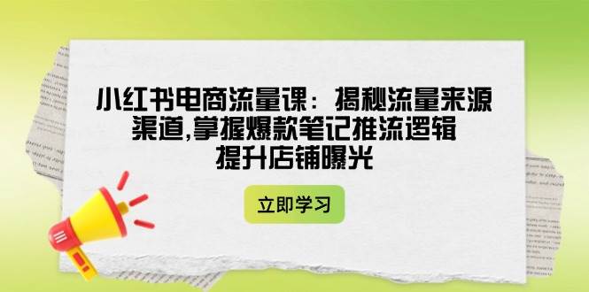 小红书电商流量课：揭秘流量来源渠道,掌握爆款笔记推流逻辑,提升店铺曝光-游戏体验馆