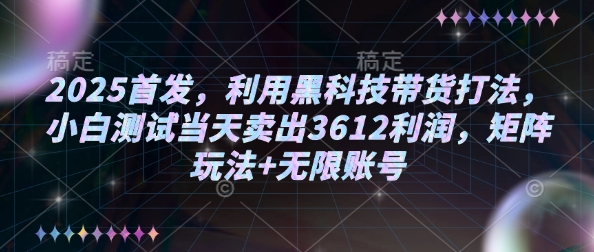 2025首发，利用黑科技带货打法，小白测试当天卖出3612利润，矩阵玩法+无限账号【揭秘】-游戏体验馆